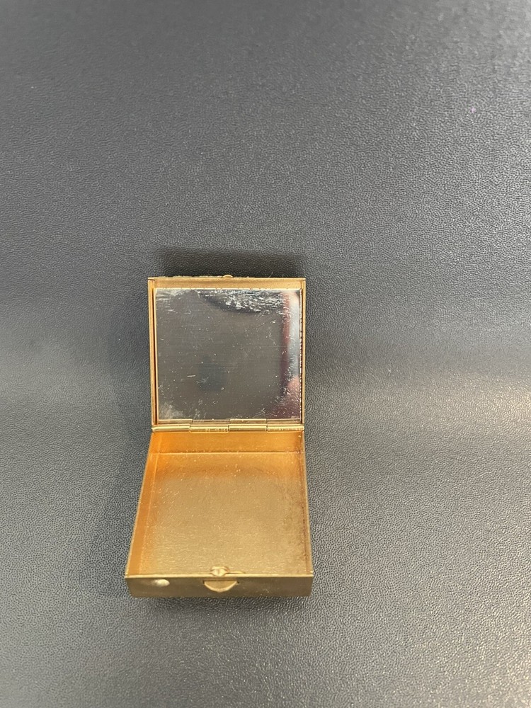 Vintage Gold Tone Beaded Mini Compact Purse Mirror Box