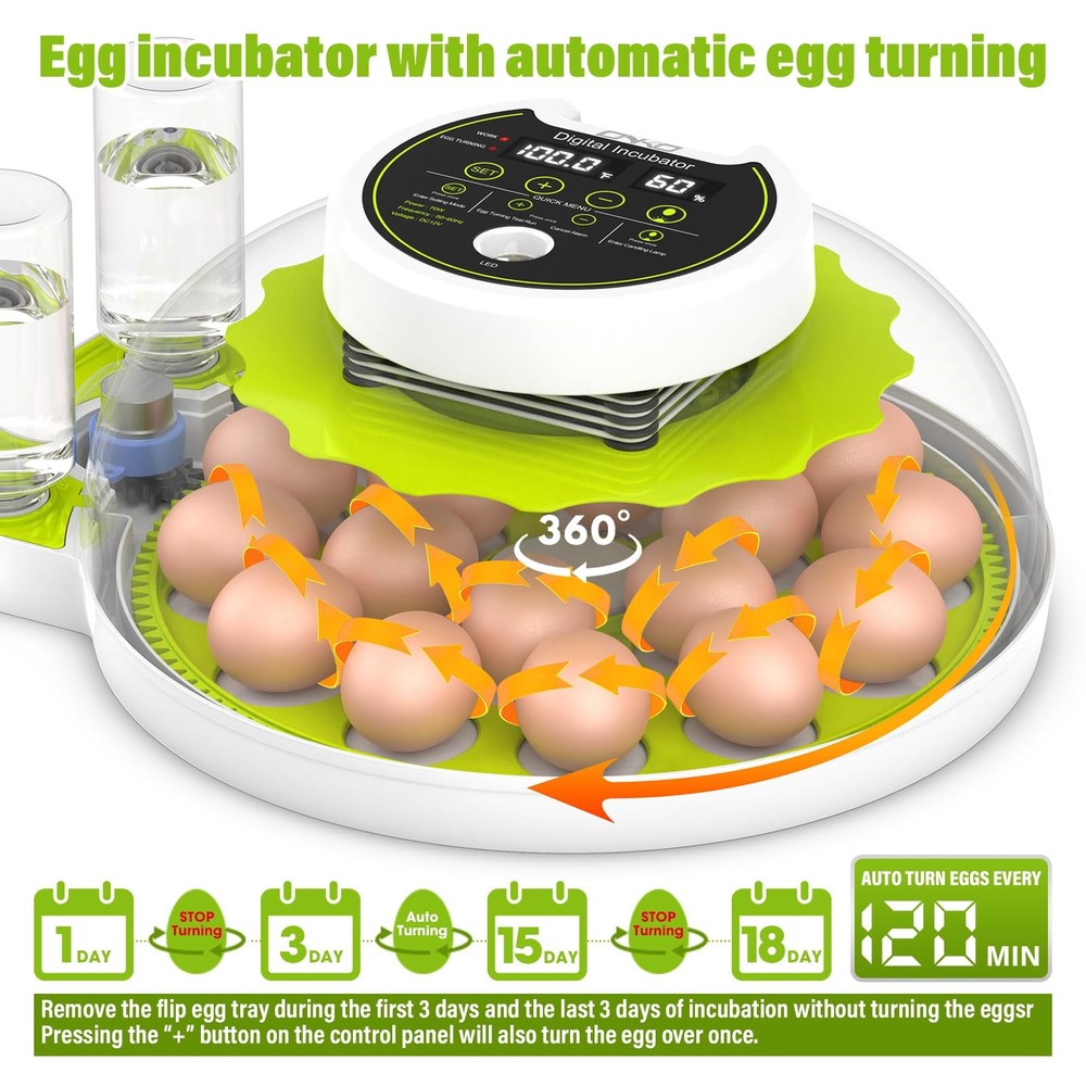 Egg Incubator with Automatic Egg Turning and Humidity Control, Chicken Incubator