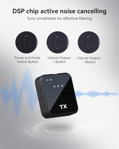 3 in 1 Microphone for iPhone/Android/Camera, Wireless Lavalier Black-3in1