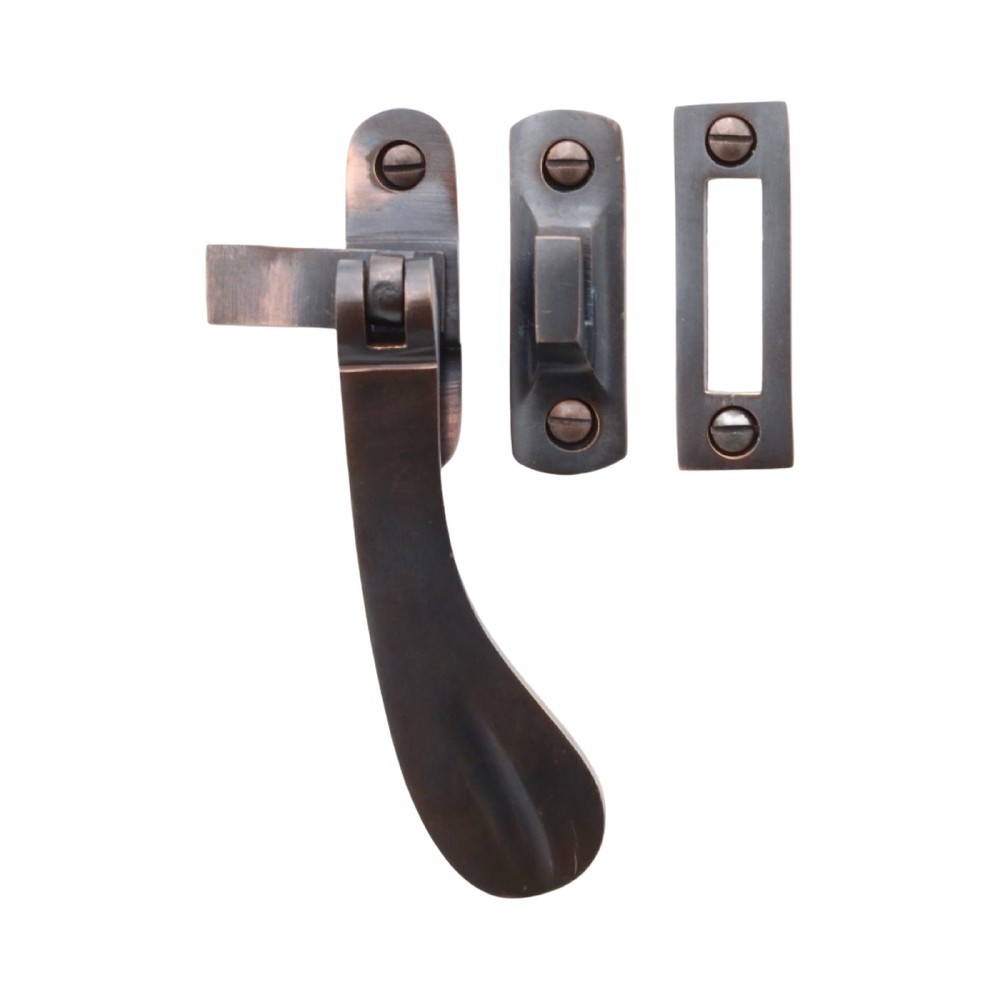 Flat Handle Window Casement Latch Set in Bronze