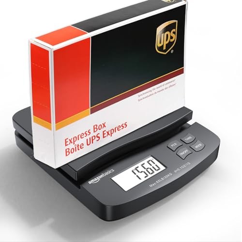 Amazon Basics Digital Postal Scale, AC Adapter, 65 lb 65 pound, Black