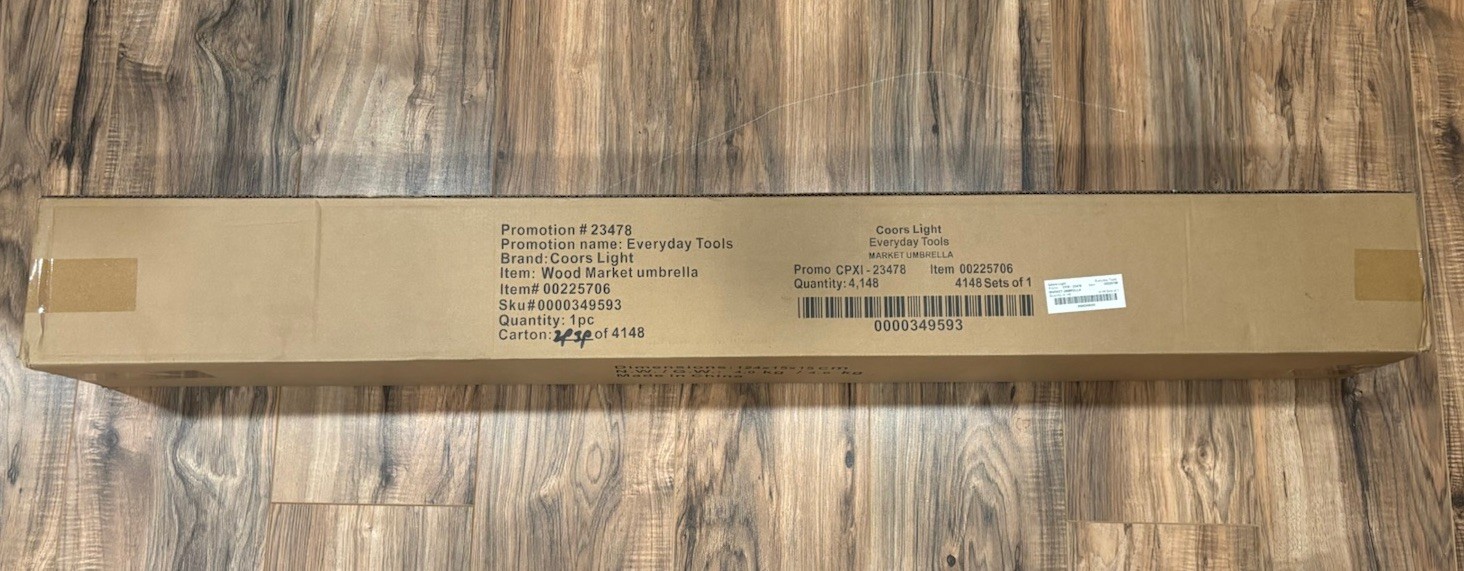 Coors Light Market Umbrella Wood Pole Fabric Canop LIMITED EDITION