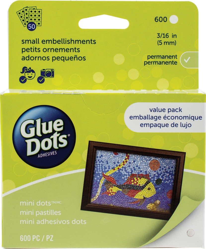 Glue Dots 32634  .1875" Mini Dot Sheets Value Pack-600 Clear Dots
