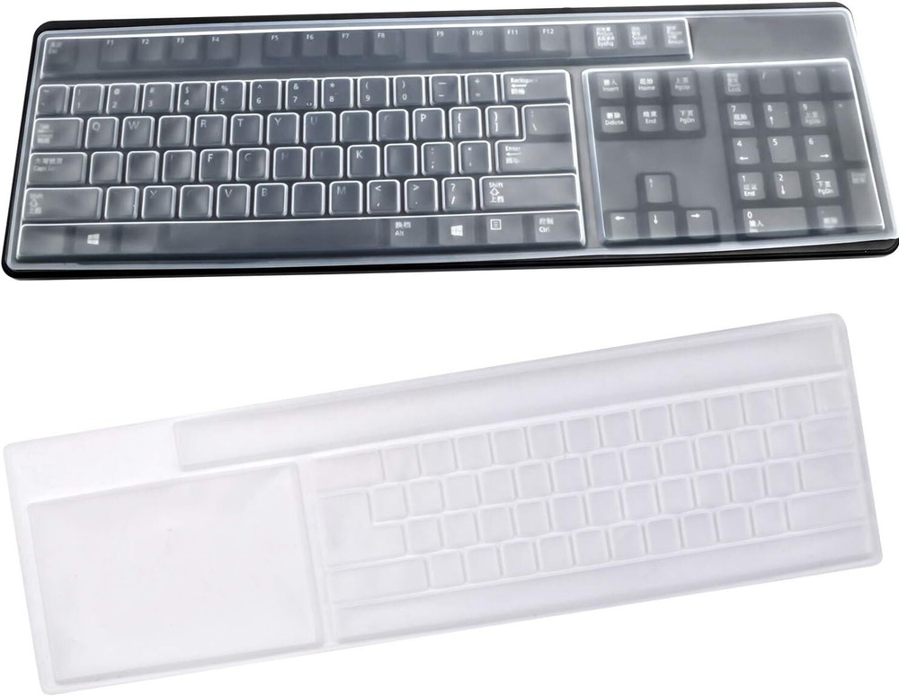 2 Pack Clear Desktop Computer Keyboard Protector Cover for PC 104/107 Keys