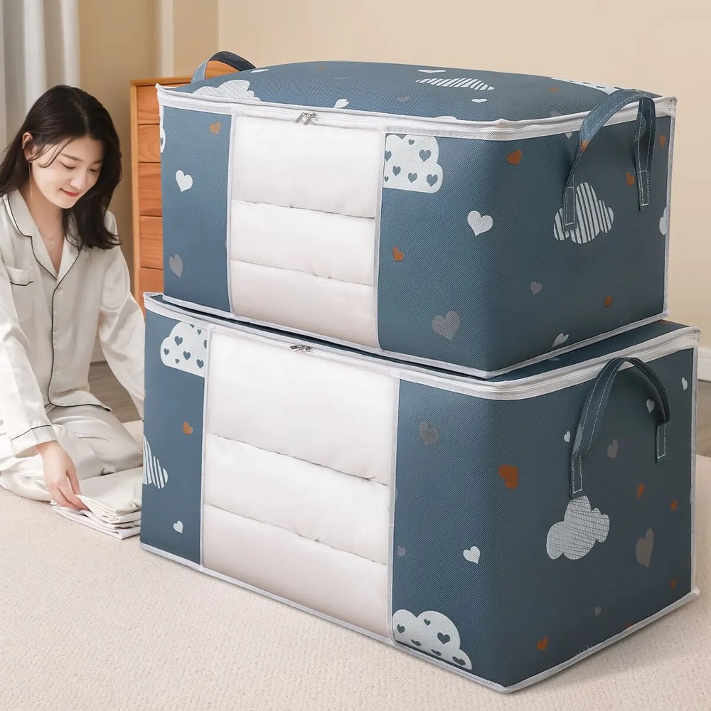 Large Capacity Clothes Storage Bag Organizer Handle Suitable Bedding Foldable