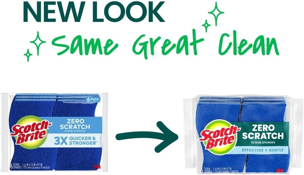 Scotch Brite Zero Scratch Kitchen Sponges 6 Pack Dish Scrub Non Scratch Cleaning