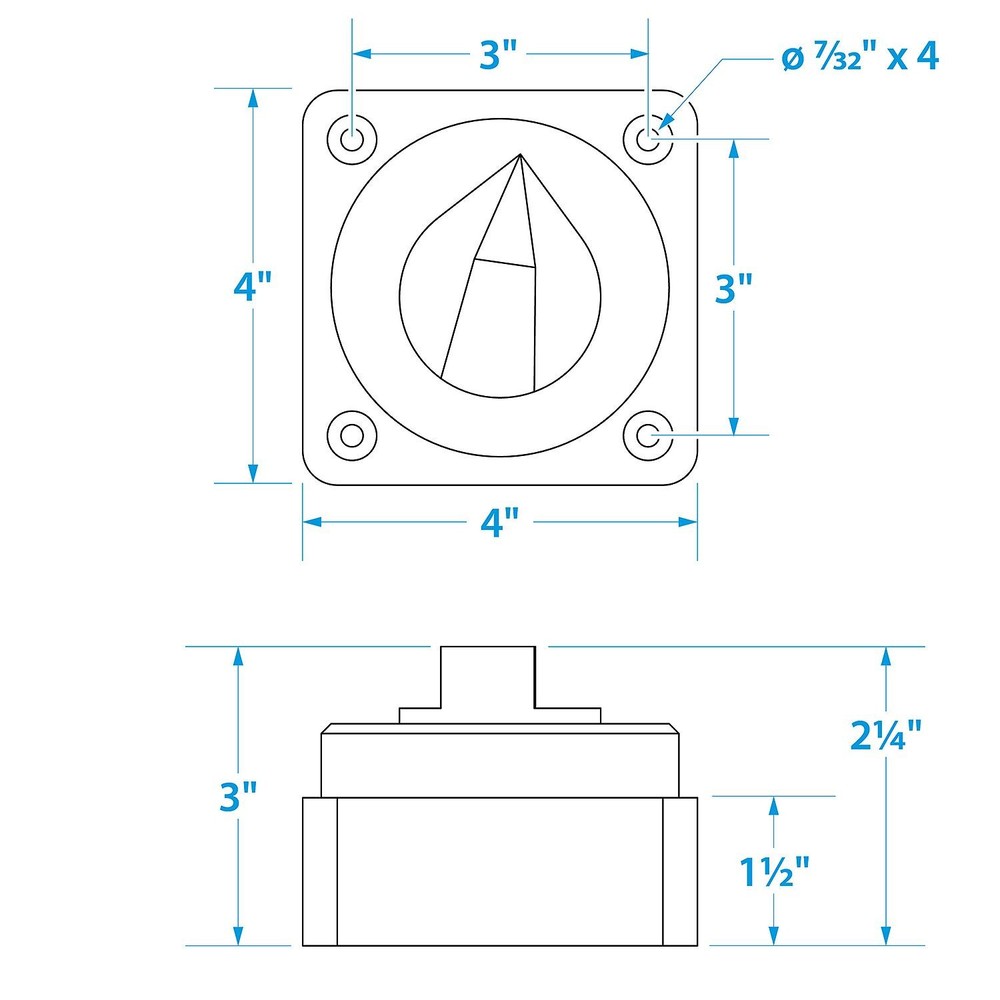 Seachoice 11561 Battery Select Switch, Compact, Disconnect Isolator Cutoff