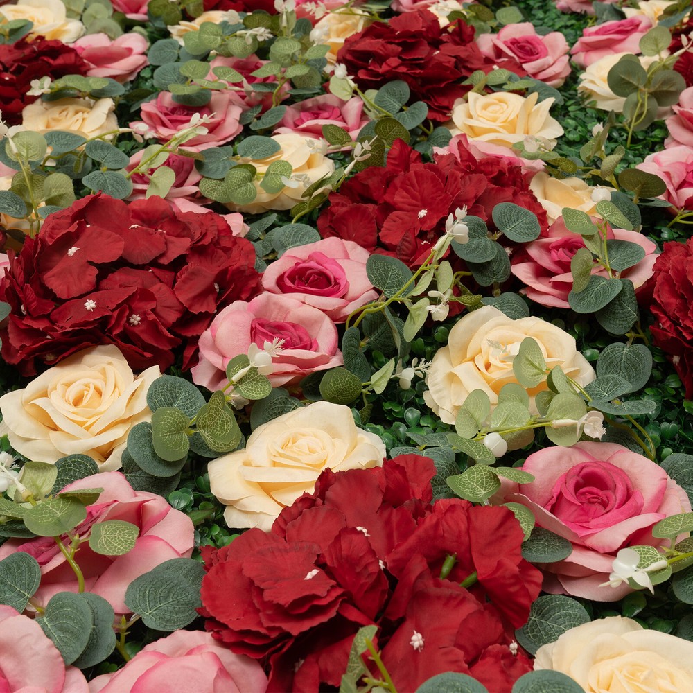 6Pcs Artificial Flower Wall Panel Backdrop Wedding Rose Hydrangea Flower Decor