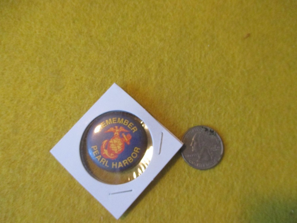 ORIGINAL WWII HOMEFRONT USMC EGA REMEMBER PEARL   1 1/4  INCH   BUTTON (A)