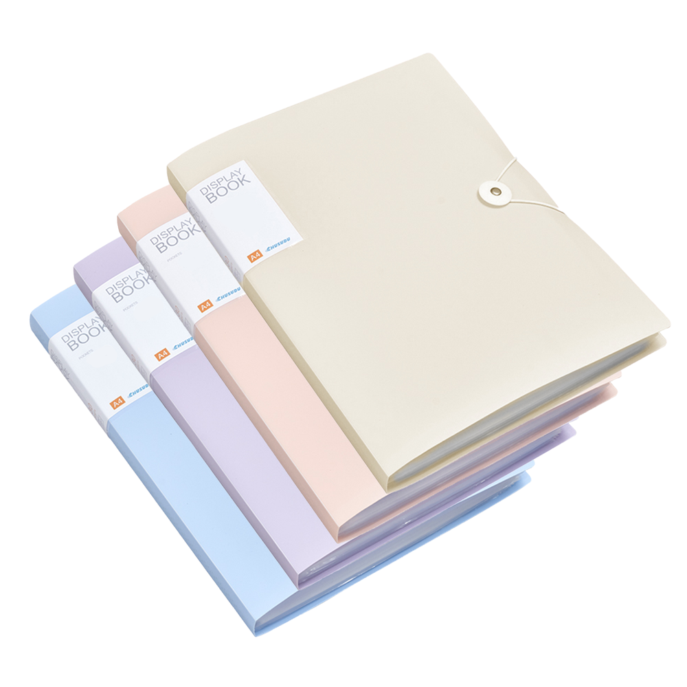 4x A4 Document Folder Pastel Colour 60 Pocket Presentation Display Office School