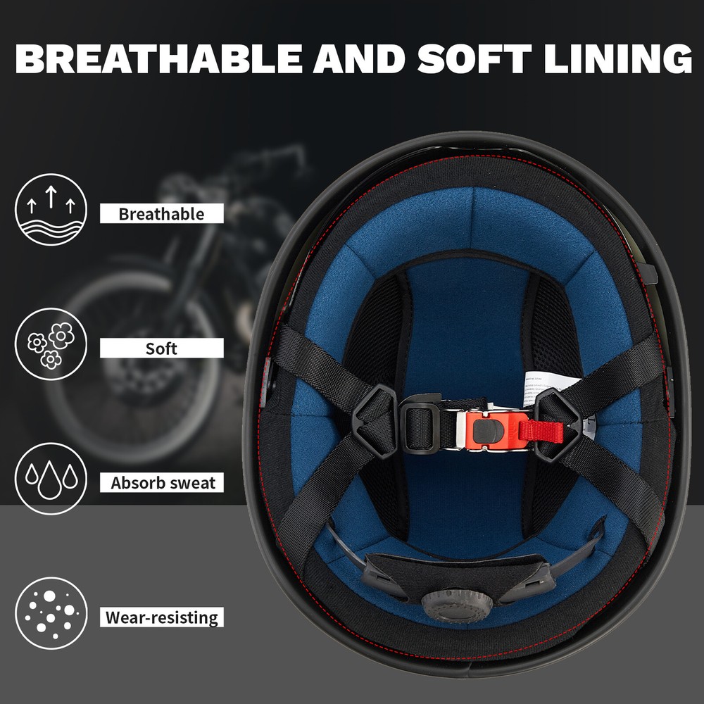 (USED) ILM Motorcycle Half Helmet Quick Release Strap Sun Visor DOT 883V