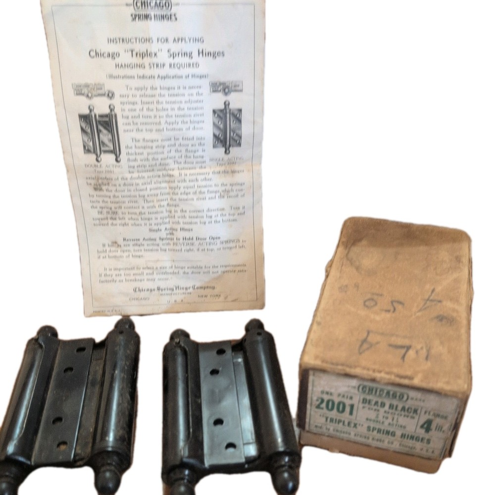 VINTAGE CHICAGO TRIPLEX DOUBLE ACTING SPRING HINGES -4" MODEL 2001