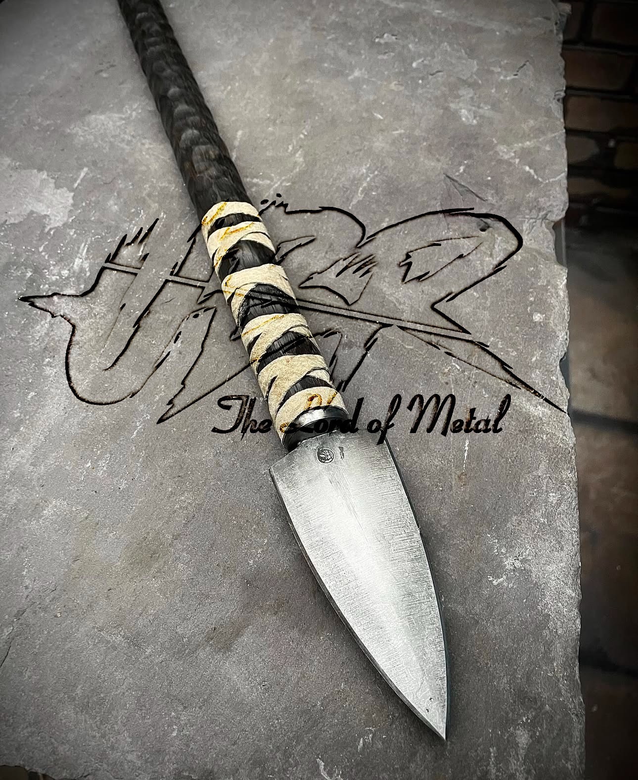 UBR CUSTOM HANDMADE HIGH CARBON STEEL HUNTING BOAR SPEAR WITH LEATHER SHEATH