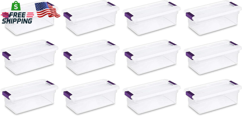 Sterilite 6 Qt Clearview Latch Storage Box, Stackable Bin with Latching Lid, Pla
