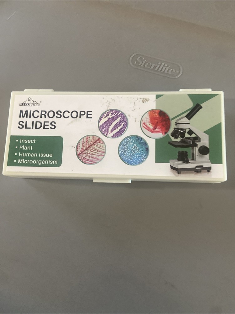 Maxlapter 49 Microscope prepared slides Insect Plant Human Microorganisms