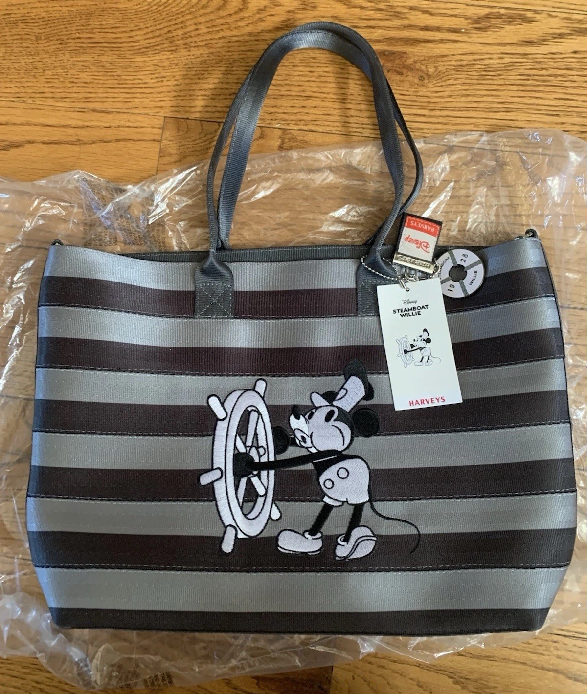 NEW Harveys Steamboat Willie Mickey & Minnie Medium Double Sided Tote Bag SIGNED