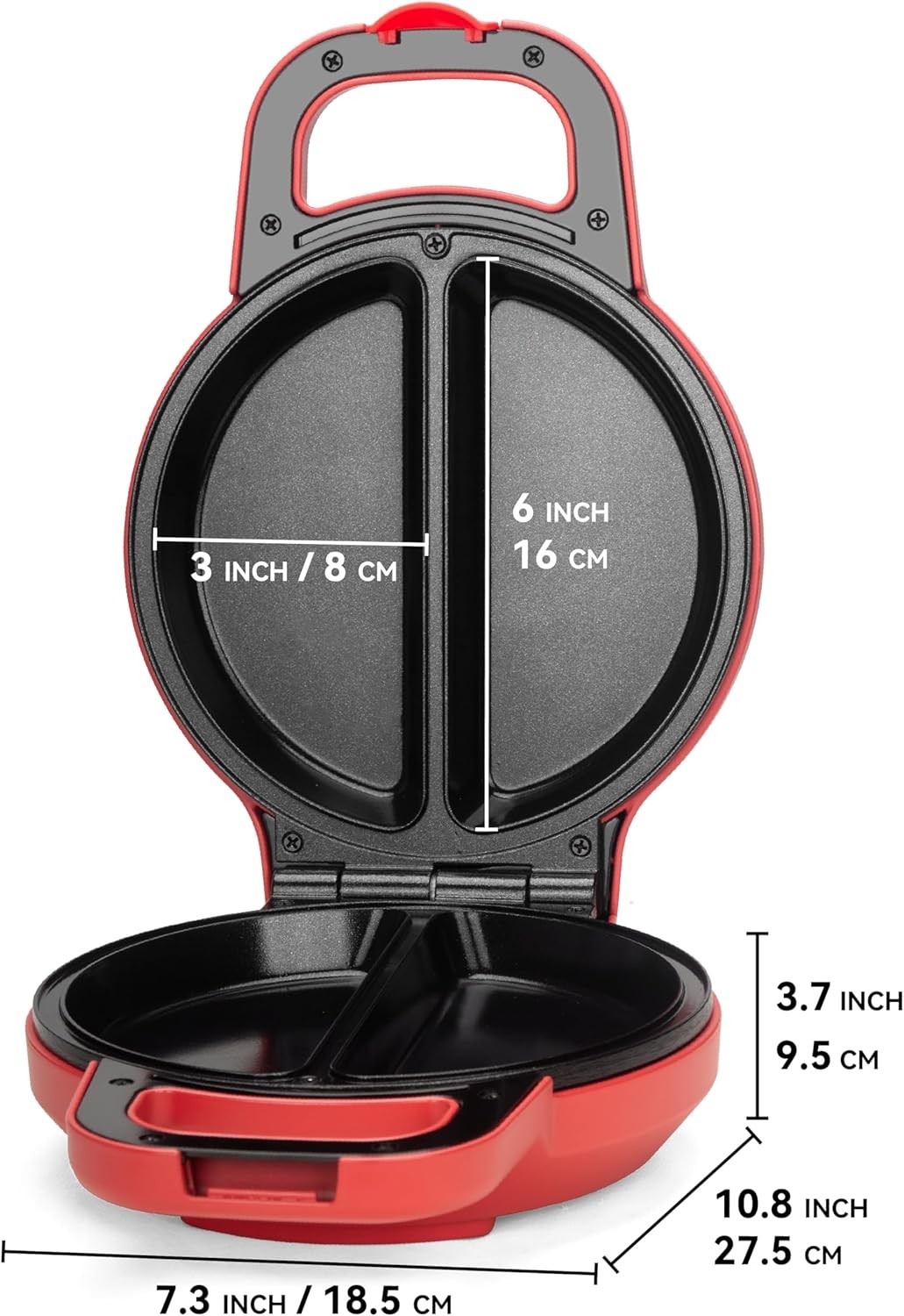 Flip Omelette Maker Electric, Omelette Pan Nonstick for 2 Individual 6.5" Omelet