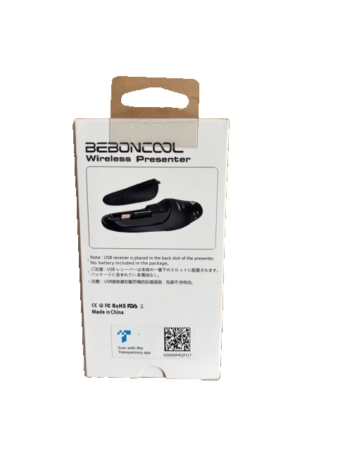 Genuine Beboncool Wireless Presenter 2.4GHz Ergonomic Button D100-US