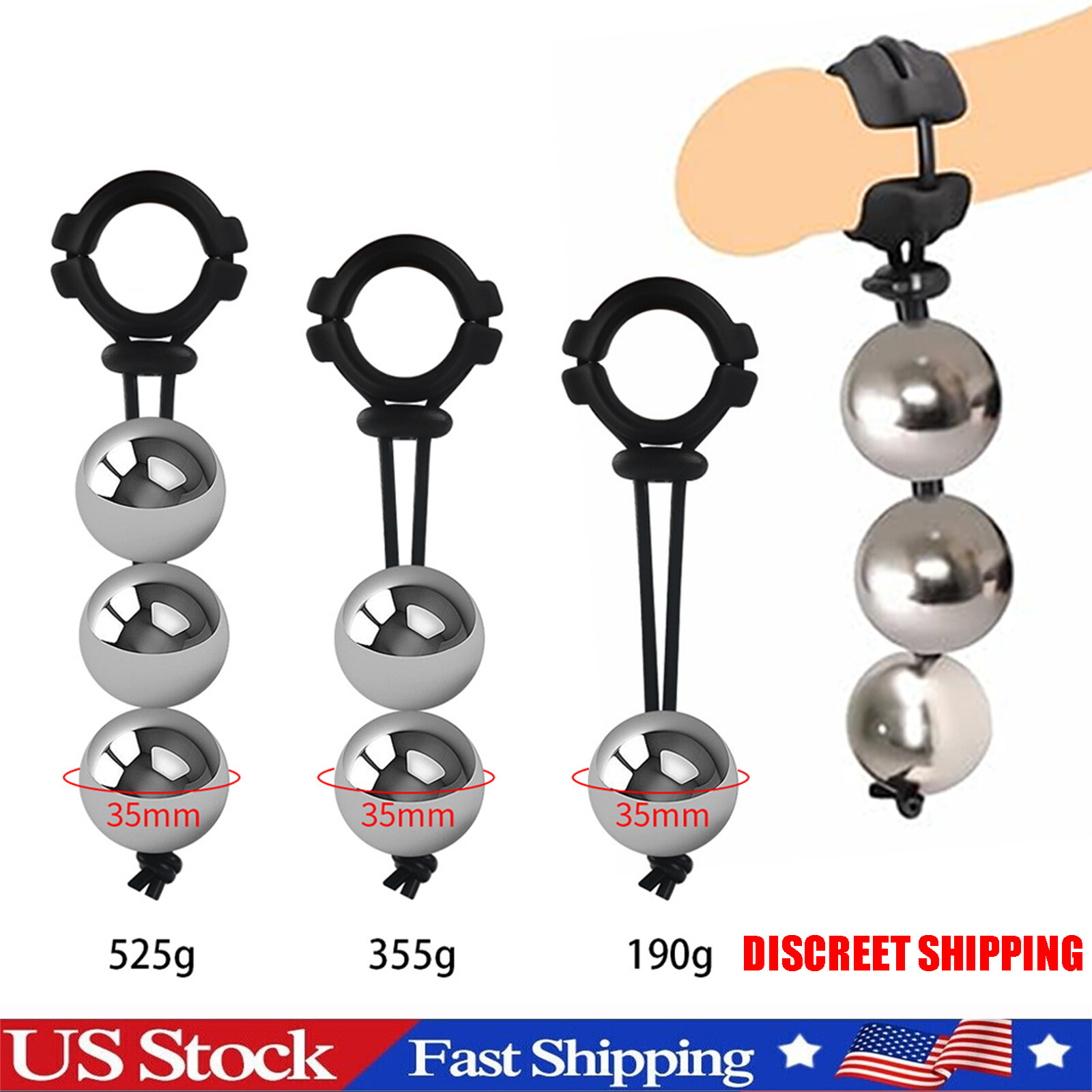 6 Size Penis Stretcher Ball Weight Exercise Device Hanger Extender Male Enhancer
