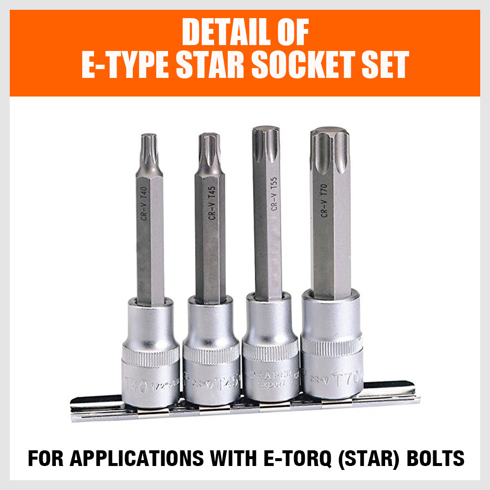 11 pc Torx Star Bit External Female E Socket Set Automotive Shop Tools with Rail