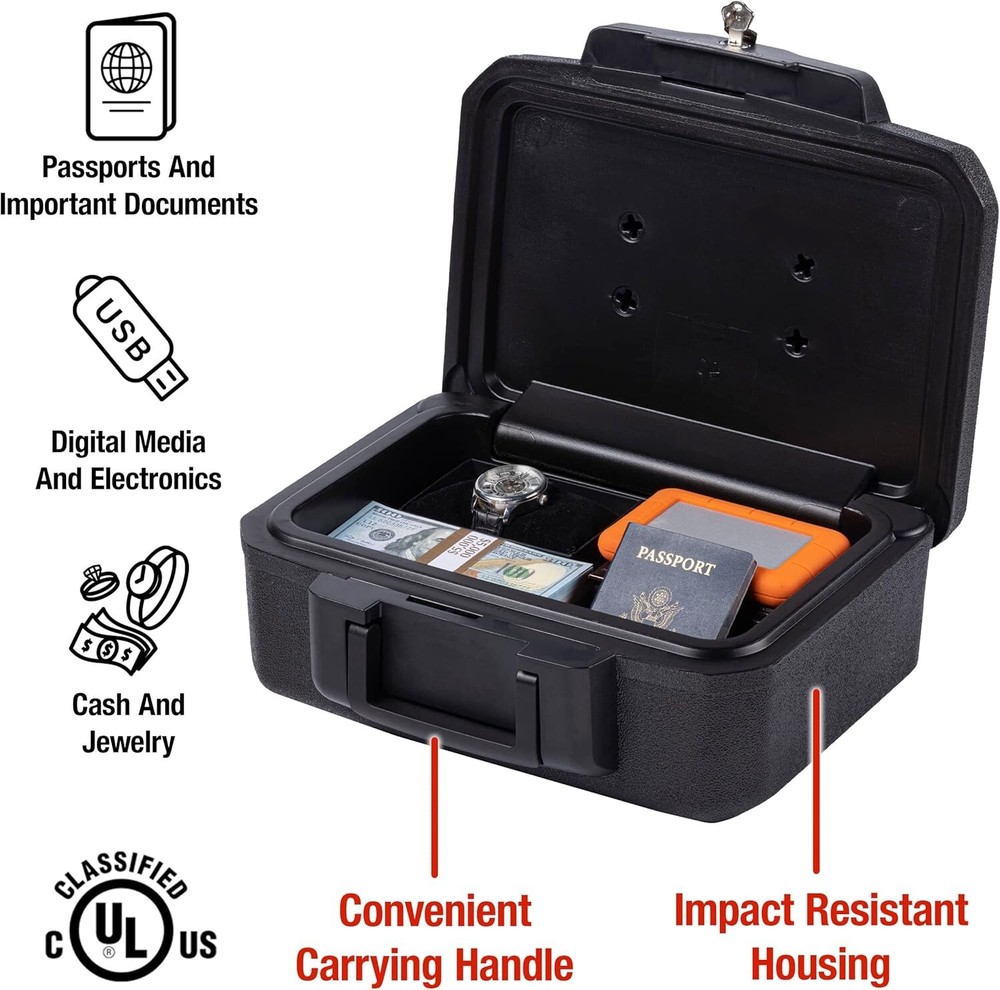 Portable Fireproof Safe with Key Lock, Secure Storage for Documents & Valuables