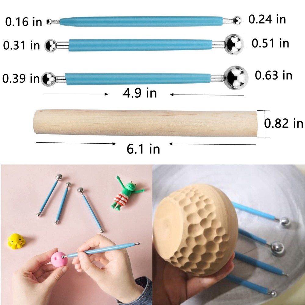 Polymer Clay Tools,25Pcs Pottery Sculpting Tools Set with Plastic Case for Ce...