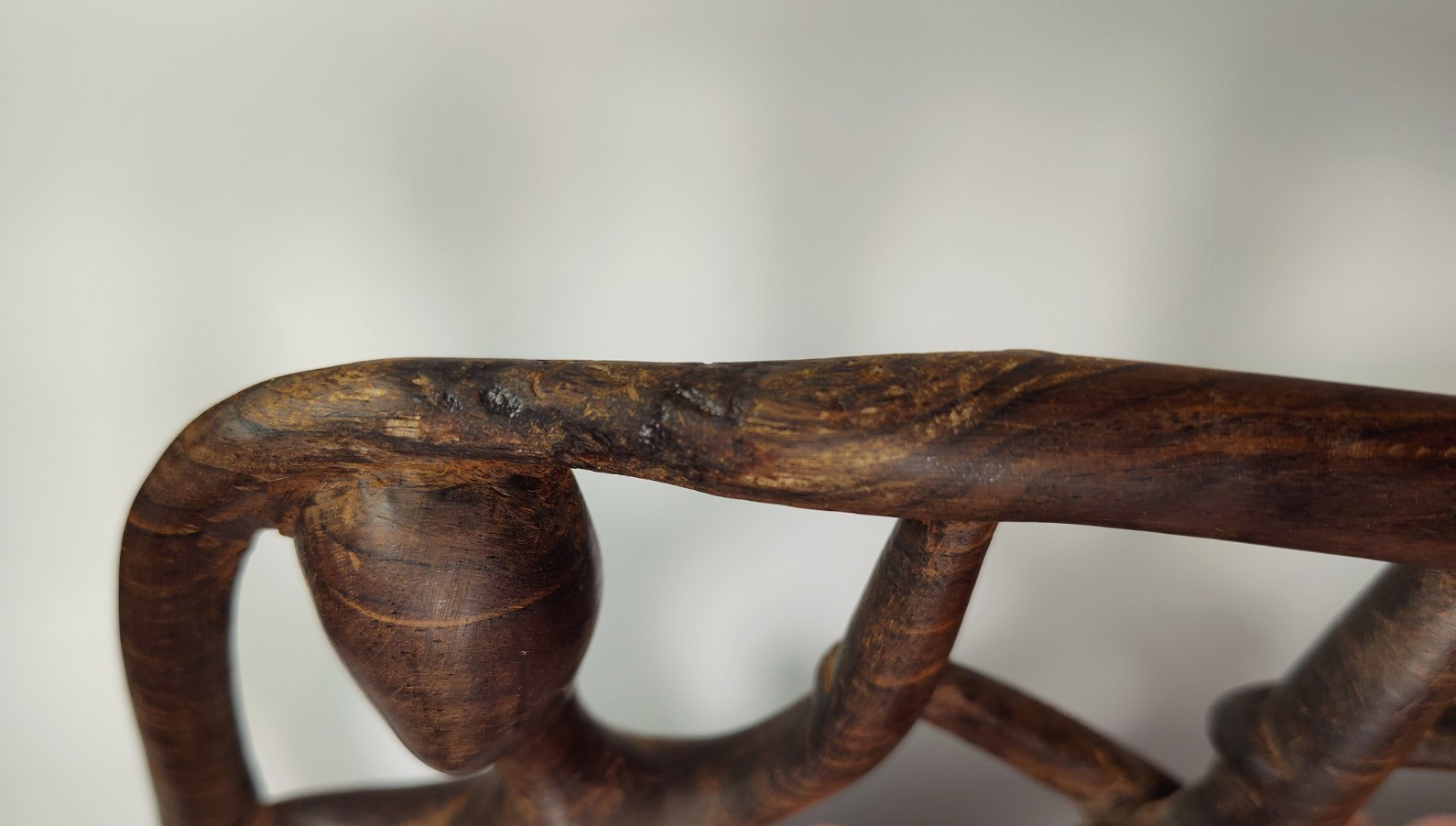 Hand Carved Ebony Wood Makonde "Tree of Life" Sculpture Intertwined Figures 17"