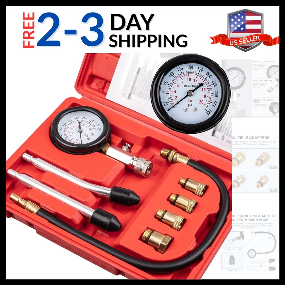 8pcs Petrol Engine Cylinder Compression Tester Kit, Small Engine Compression ...