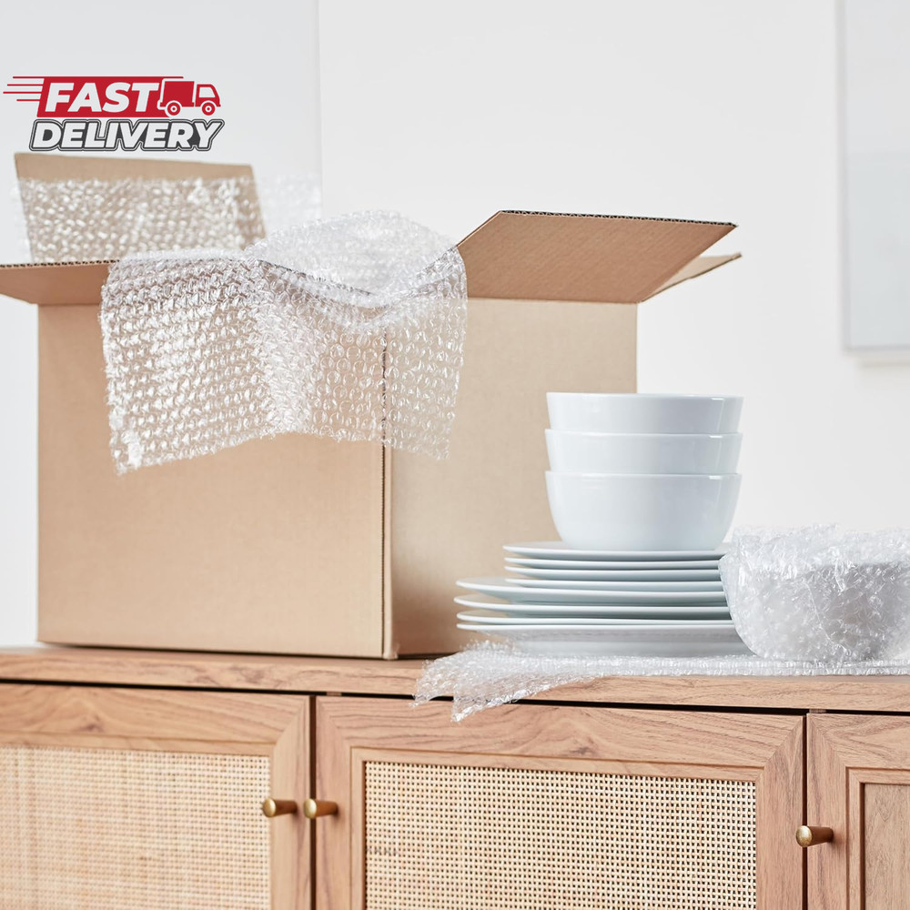 Amazon Basics Bubble Cushioning Wrap Packing Material for Fragile Items, Perfora