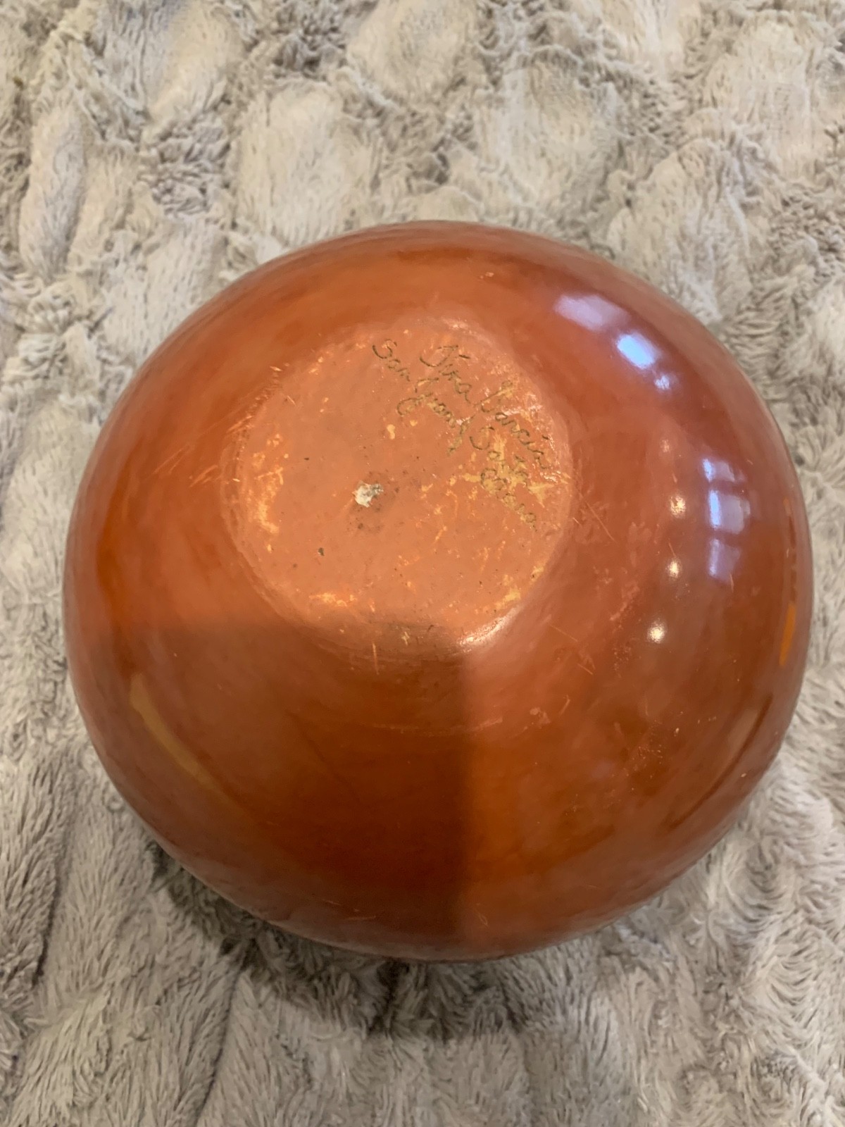 Signed Tina Garcia Santa Clara Redware melon bowl 70's