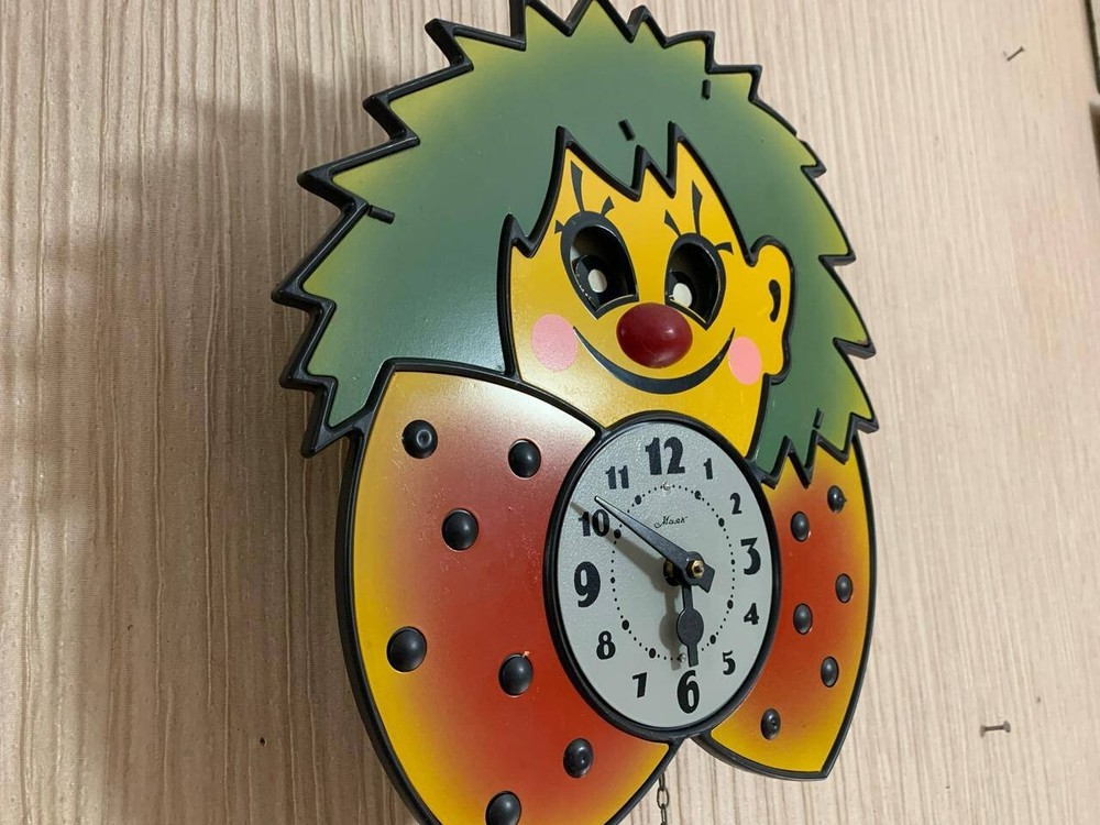 New Vintage Clock Soviet Mechanical Clock Working Soviet CLOWN Wall Clock