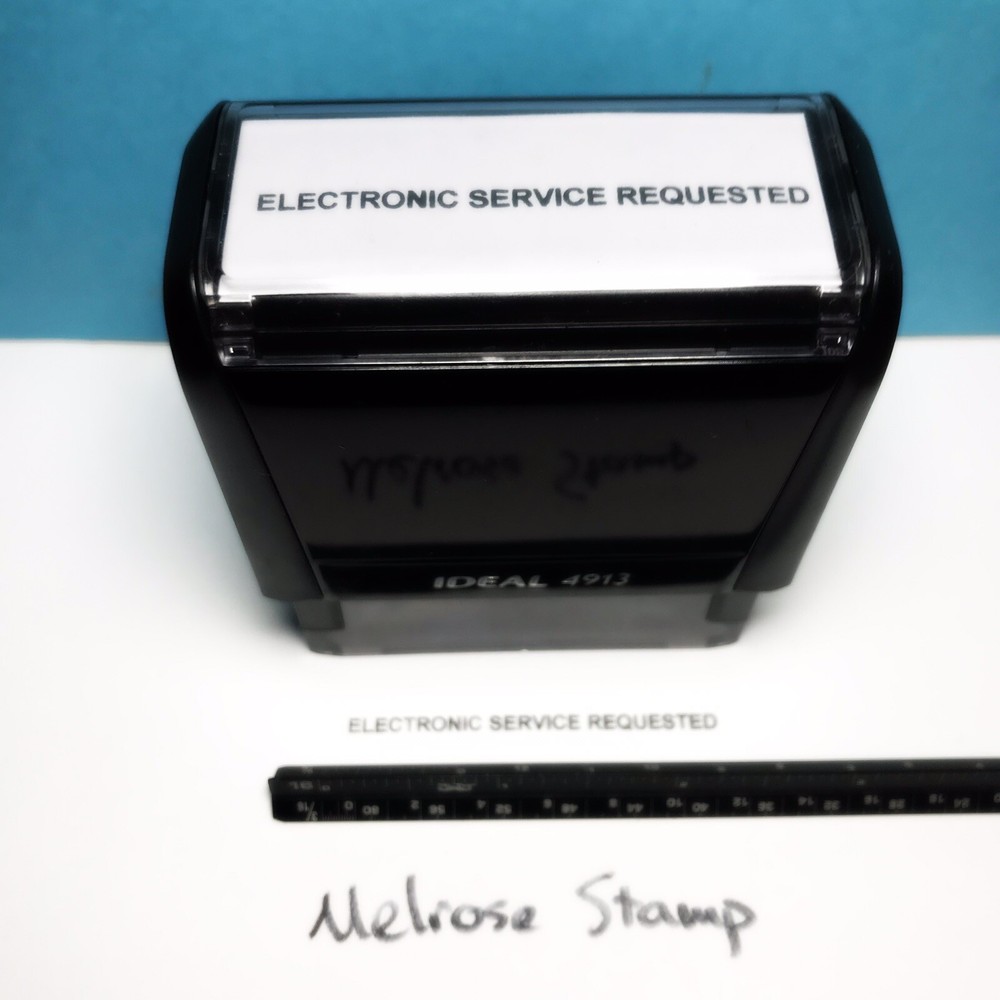 Electronic Service Requested Self Inking Rubber Stamp Black Ink Ideal 4913