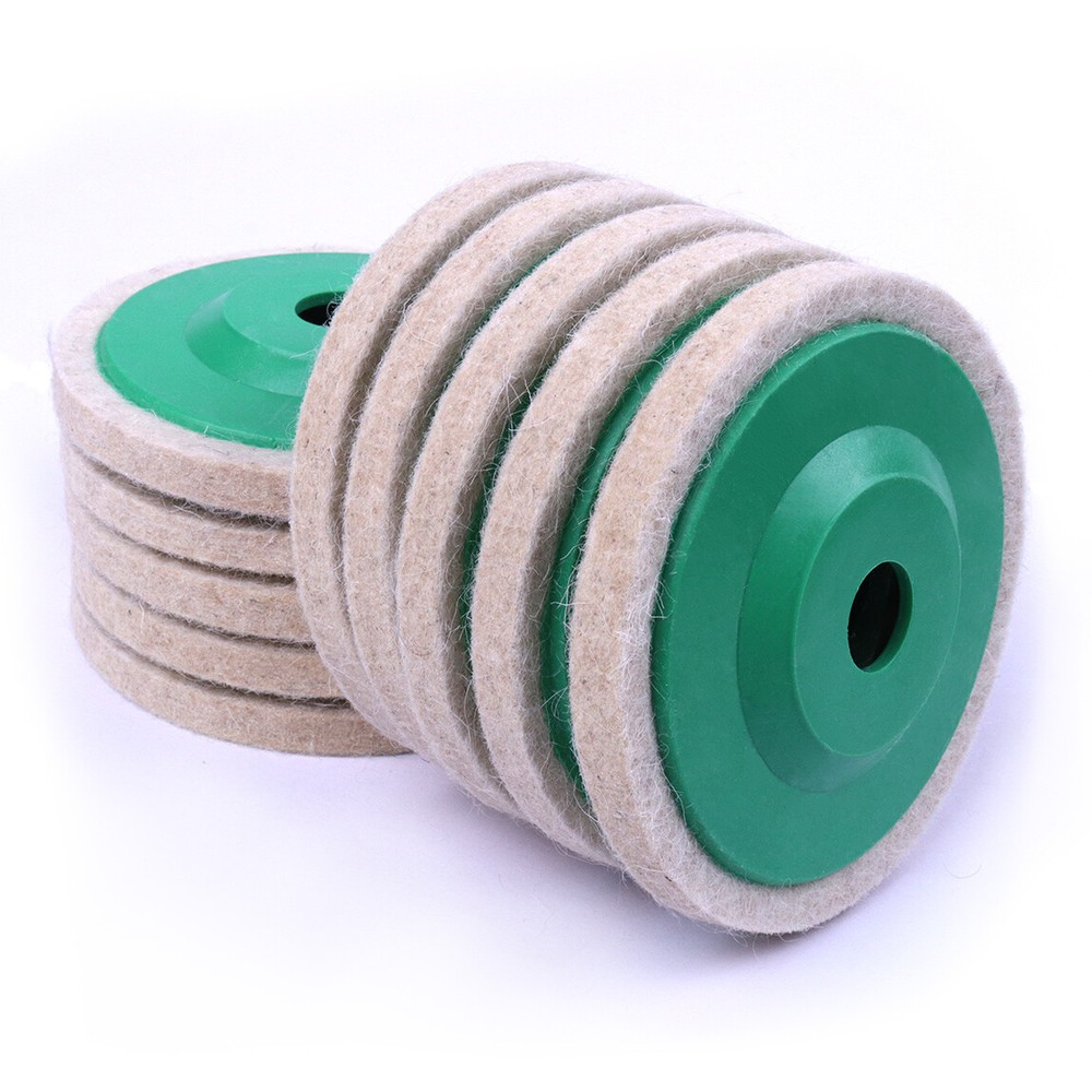 US 10PCS 4" 100mm M16 Soft Wool Buffer Pad Grinder Polishing Buffing Wheel