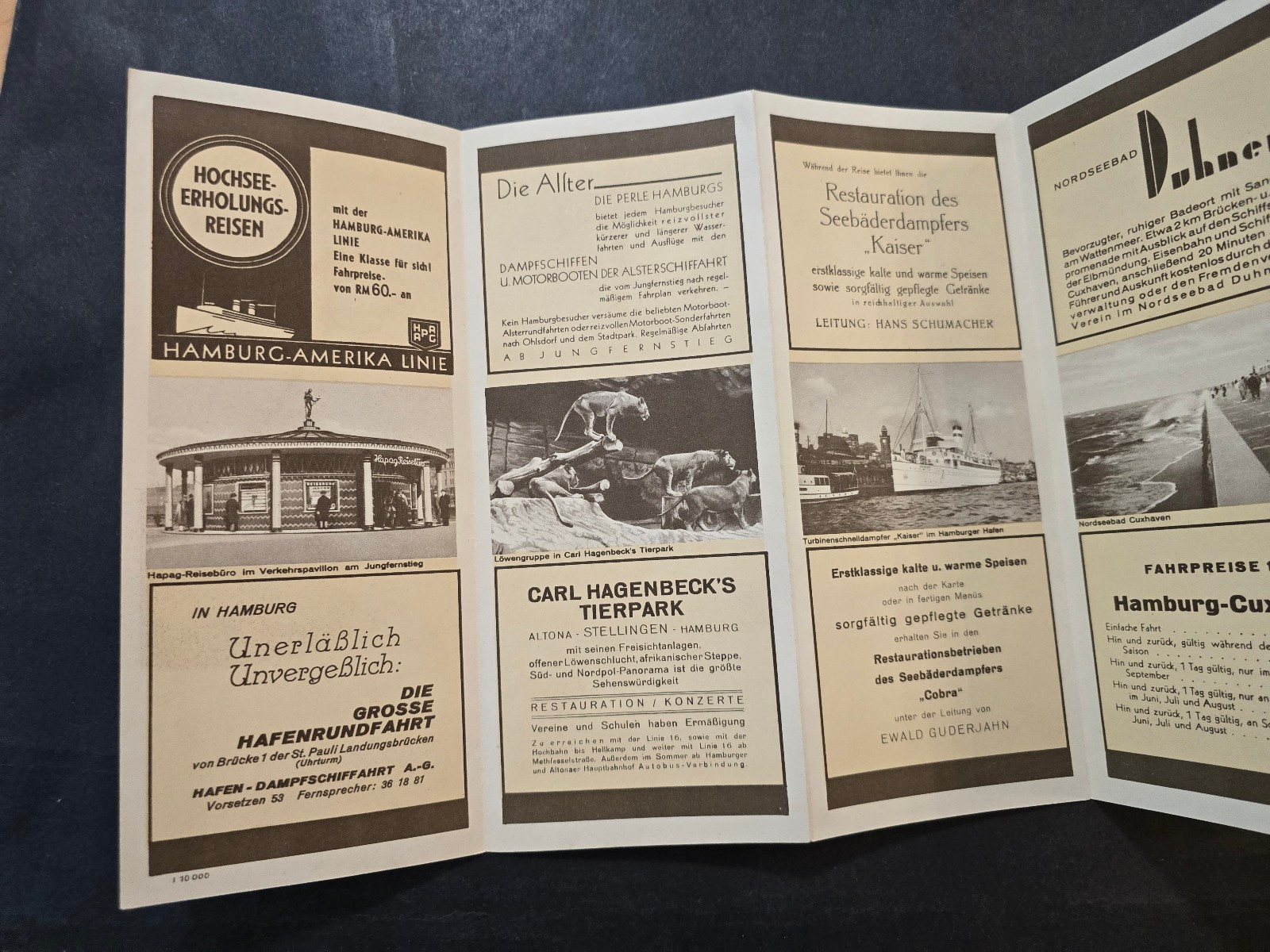 WW2 WWII German HAPAG Nordsee Map Brochure Hamburg Helgoland Travel Foldout 1933