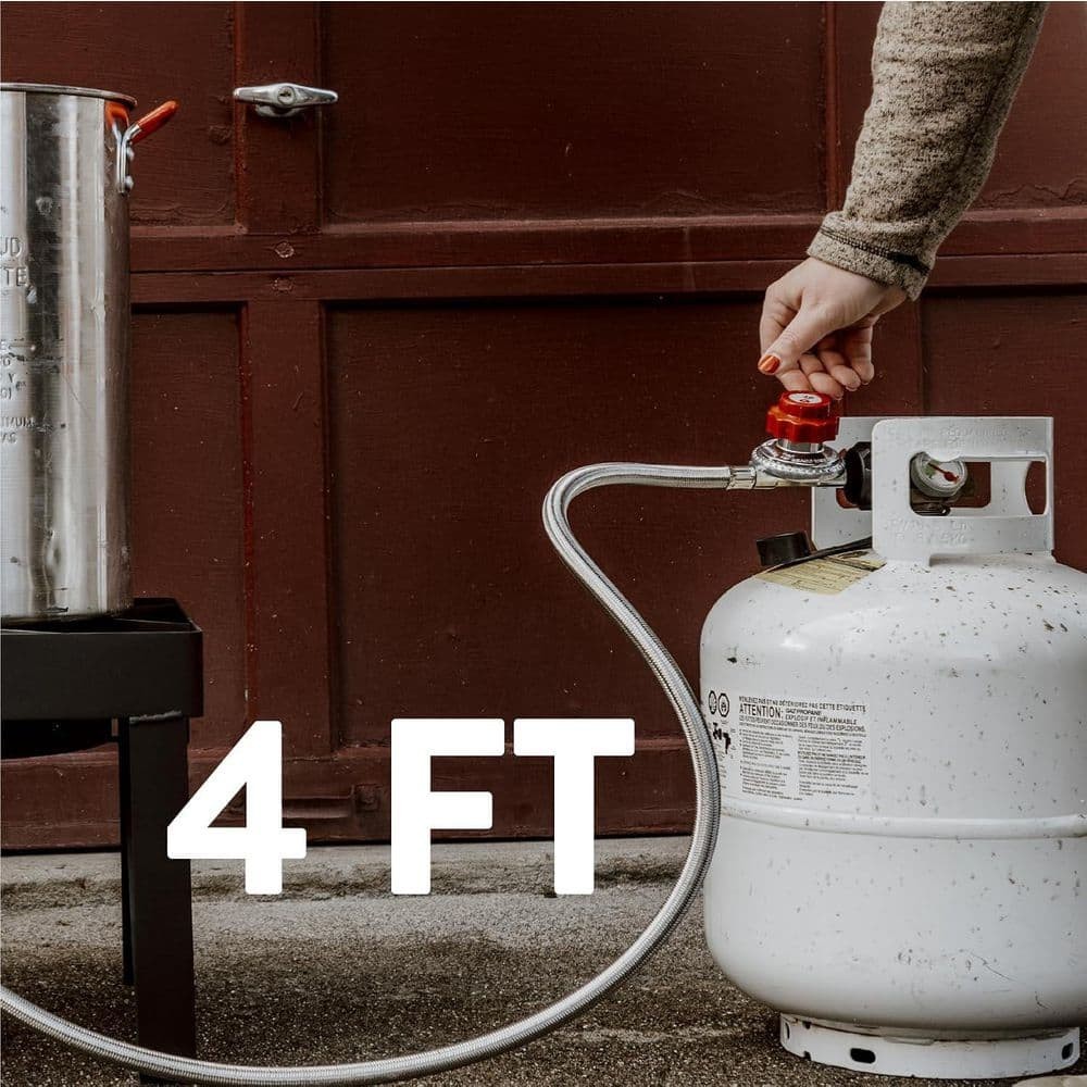 4 ft. 0 PSI to 20 PSI High Pressure Propane Regulator and Steel Braided Hose