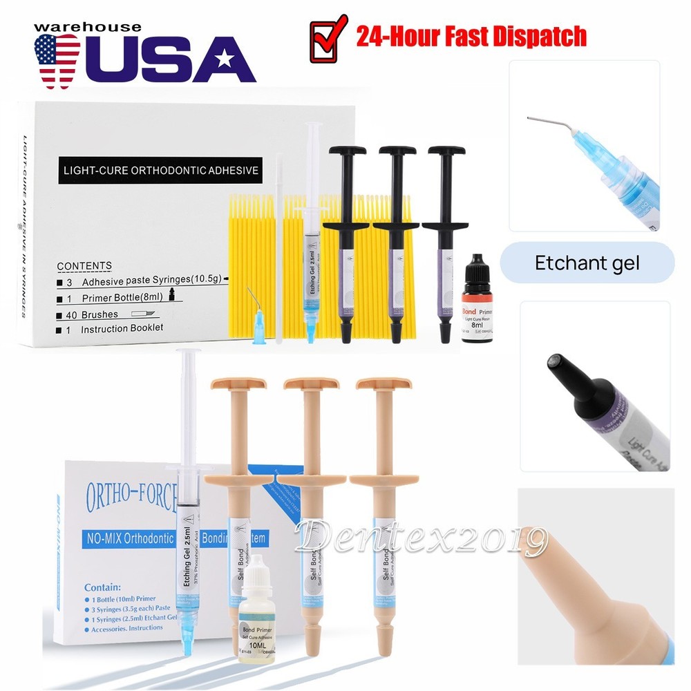 Dental orthodontic bonding Bracket Light cure adhesive direct bonding system