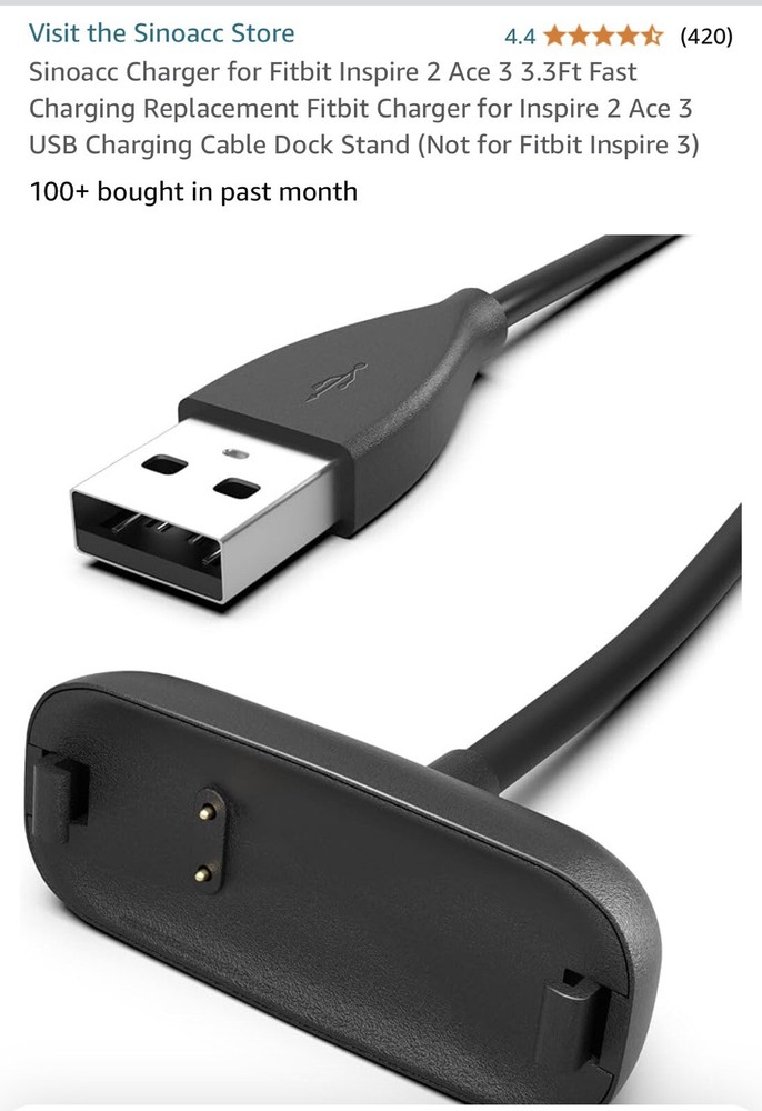 Fitbit Inspire 2 - 3.3ft Charging Cable - by Sinoacc