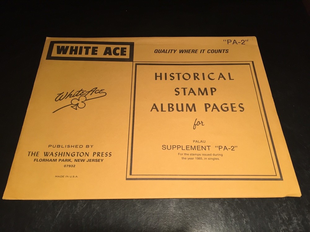New White Ace Album Supplement Pages Republic Of Palau - PA-2 - 1985