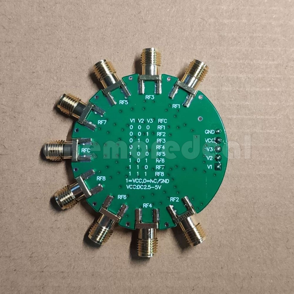 SP8T RF Switch Module 0.1G 10K-6G Testing Board Single-pole Eight-throw Switcher