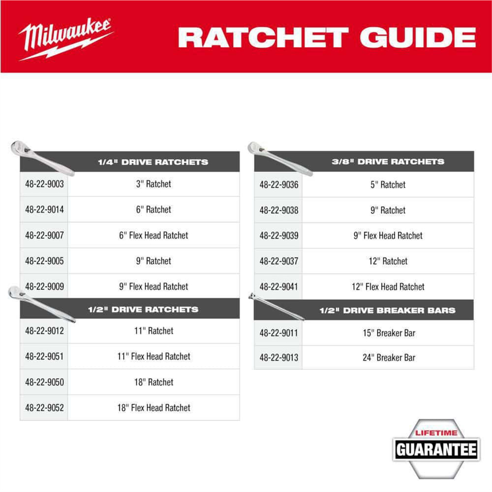 Milwaukee Tool 3/8" Drive 9" Flex Head Ratchet