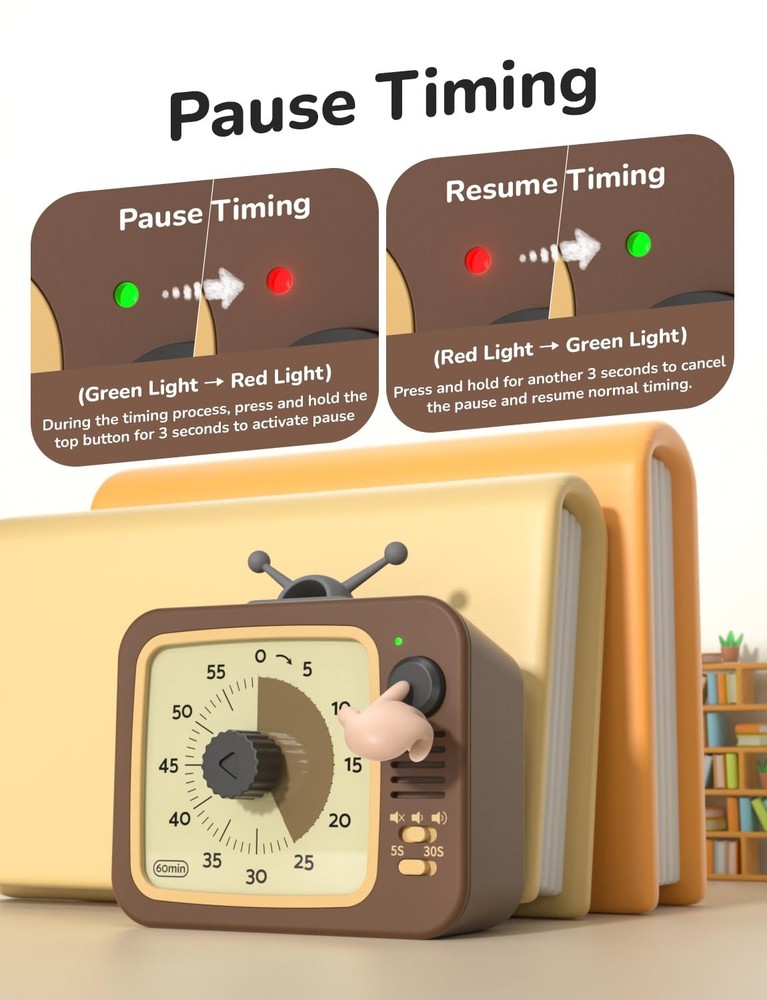 LIORQUE Visual Timer for Kids with Pause Function, 60Minute Countdown Timers ...