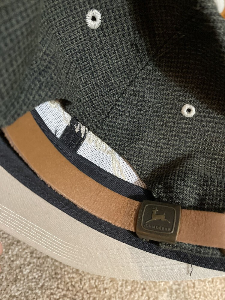 John Deere script strap back hat,