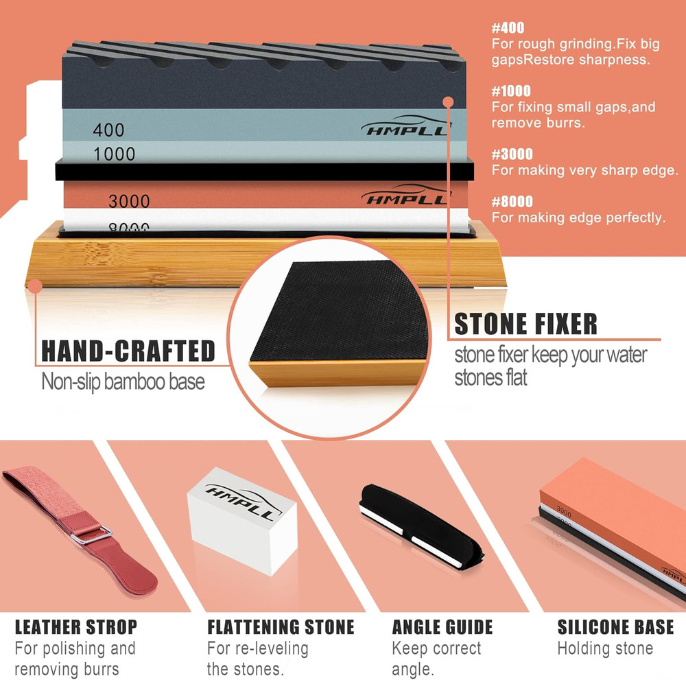 Knife Sharpening Stone Set, Whetstone Knife Sharpener Stone Set 4 Side Grit ...