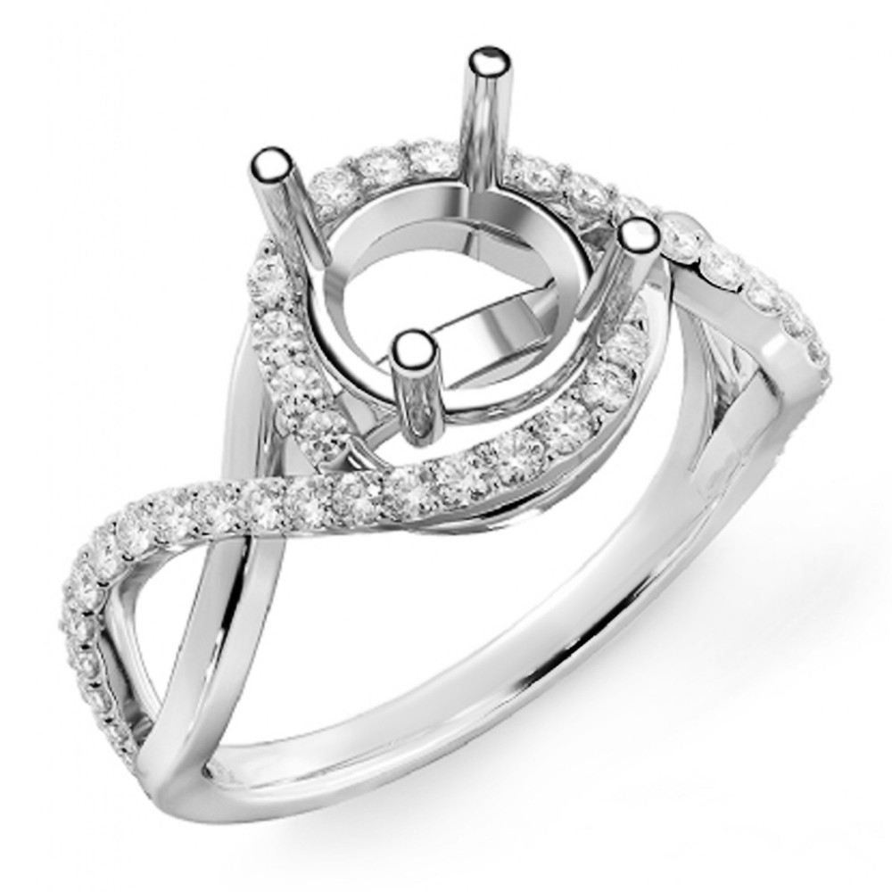 925 Sterling Silver Semi Mount Ring Setting Round  10mm Engagement Ring Setting