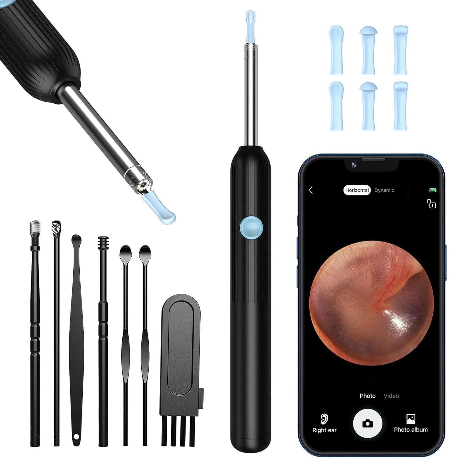 Wireless Ear Wax Remover Set with 8 Ear Set, Ear Cleaner Removal Kit with Camera