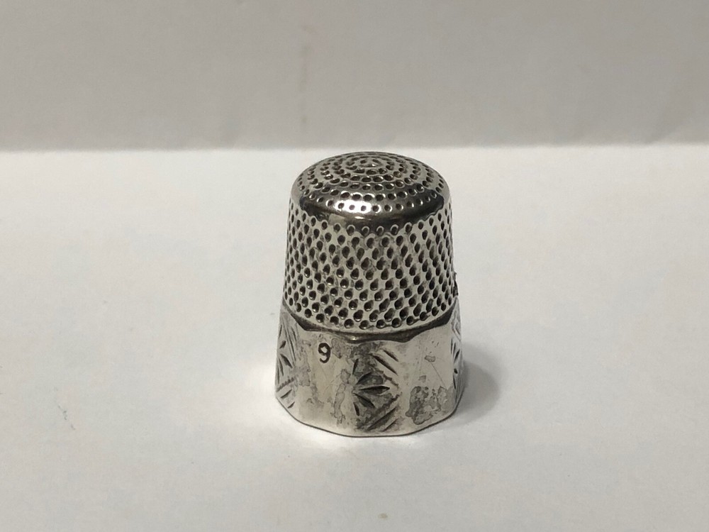 Antique Sterling Silver Thimble Panel Band