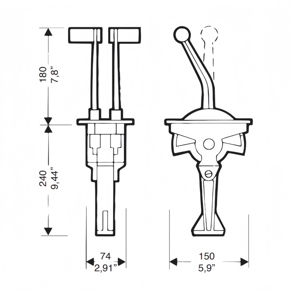 Two Lever / Single Action Control System B58R For Throttle and Shift Control