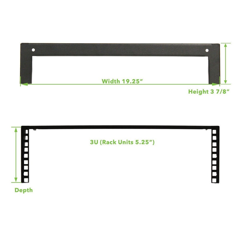 3U 19" Vertical Wall Mount Server Rack IT Bracket Space Saver w/Hardware Black