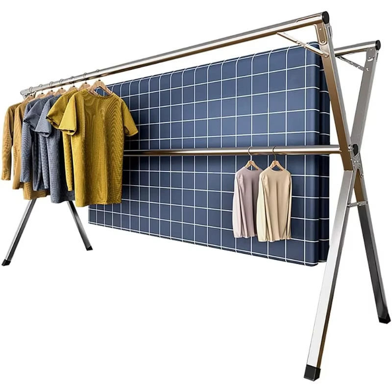 79-inch Clothes Drying Rack Stainless Steel Laundry Foldable Length Adjustable