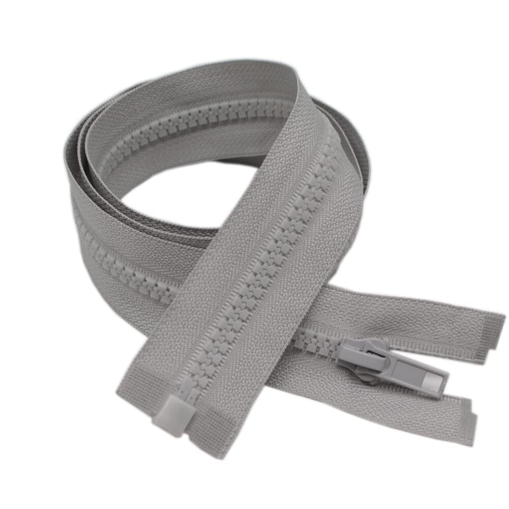 2PCS #5 36" Separating Jacket Zippers Grey Molded Plastic DIY Sewing Bulk
